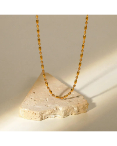 Women's Ornament Fashion Simple 18K Gold Plated Oval Bead Chain Stainless Steel Necklace 