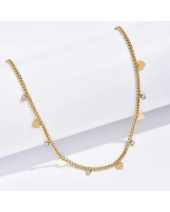 2023 Popular Personality Peach Heart Zircon Collarbone Stainless Steel Necklace