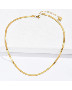 Fashion Gold Plain Chain Blade Chain Necklace In Titanium Steel 