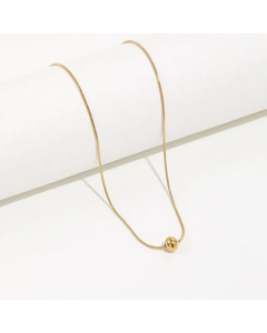 Simple Stainless Steel Round Steel Ball Pendant Flat Chain Necklace