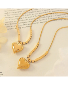 Fashion Heart-Shaped Pendent Titanium Steel Square Necklace