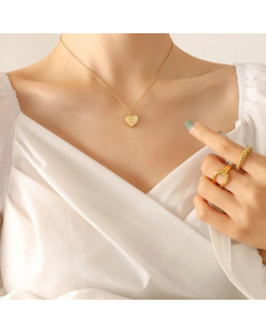 Fashion Three-Dimensional Titanium Steel Heart-Shaped Geometric Necklace