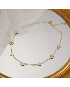 Fashion Simple Heart Titanium Steel Plated 14K Gold Necklace