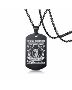 Fashion Men And Women Necklace Black Tag Titanium Steel 