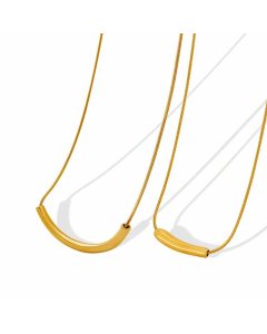 Fashion Jewelry Gold Plated Minimalist Clavicle Chain Smile Necklace Titanium Steel 