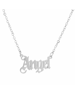Fashion Gold Letter Stainless Steel Angel Clavicle Chain Necklace