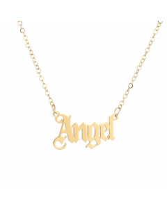 Fashion Gold Letter Stainless Steel Angel Clavicle Chain Necklace