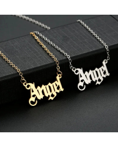Fashion Gold Letter Stainless Steel Angel Clavicle Chain Necklace