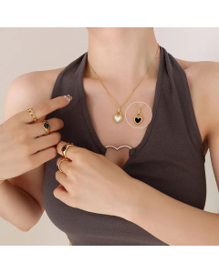 Fashion Geometric Heart Necklace Double-Sided Titanium Steel Gold Plated