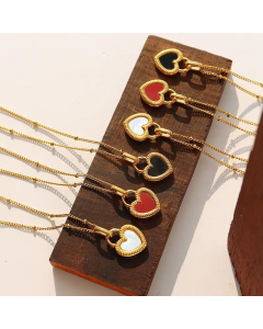 Fashion Geometric Heart Necklace Double-Sided Titanium Steel Gold Plated