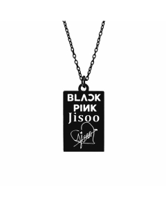 Fashion Letter Black Tag Stainless Steel Square Pendant Necklace-Black-01