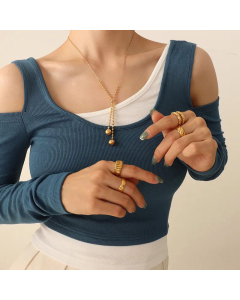 Jewelry Titanium Steel 18K Gold Bundle Ball Pendant Female Clavicle Necklace 