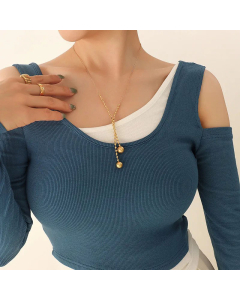 Jewelry Titanium Steel 18K Gold Bundle Ball Pendant Female Clavicle Necklace 