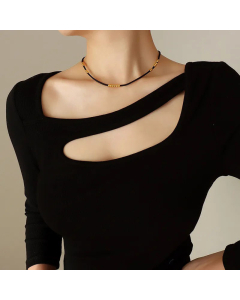 Fashion Lolita Clavicle Simple Small Bead Geometric Titanium Steel Necklace