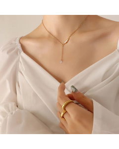 Fashion Female White Sea Shell Clavicle Chain Tassel Solitaire Necklace Titanium Steel