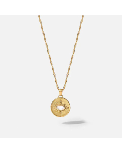 Fashion 18K Gold Plated Necklace Oval Zircon Eye Stainless Steel Pendant 