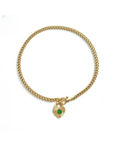 Fashion Heart Pendant Titanium Steel OT Buckle Gold-Plated Necklace
