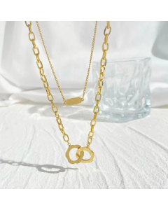 New Hollow Circle Flower Necklace Double-Layer Stainless Steel