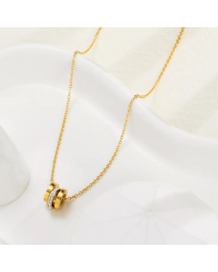 Fashion Necklace Simple Circle Full Diamond Titanium Steel Pendant 