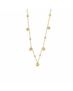 Women's Non-Fading Hip Hop Beads Sweater Chain Tassel Titanium Steel Golden Balls Necklace 