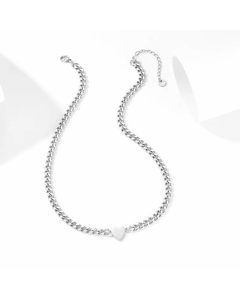 Hip Hop Clavicle Chain Necklace Punk Heart Stainless Steel 