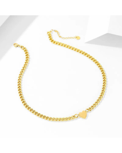 Hip Hop Clavicle Chain Necklace Punk Heart Stainless Steel 