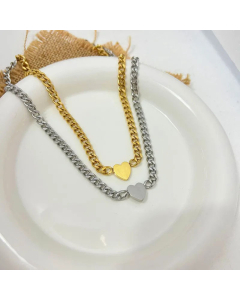 Hip Hop Clavicle Chain Necklace Punk Heart Stainless Steel 