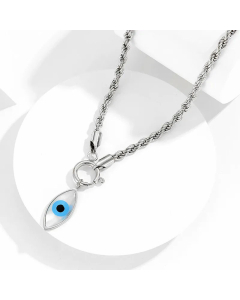 Geometric Hemp Flowers Chain Devil's Eye Necklace Stainless Steel Twist Metal Bracelet-Steel Color-01