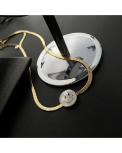 Female Titanium Steel No Fading Natural Shell Smiley Necklace