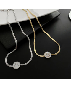 Female Titanium Steel No Fading Natural Shell Smiley Necklace