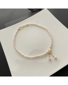 Female Titanium Steel Natural Pearl Shell Lily Necklace