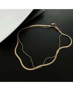 No Fading Necklace Women's Summer Double Layer Snake Bones Chain Titanium Steel 