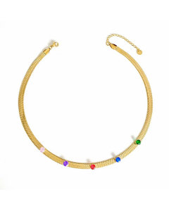 Zircon Necklace Simple Snake Bone Fashion Design Stainless Steel 