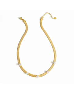 Zircon Necklace Simple Snake Bone Fashion Design Stainless Steel 