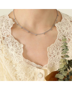 Women's Summer Titanium Steel Fashion Small Bead Collarbone Necklace 