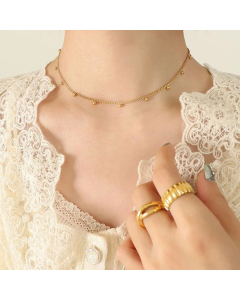 Women's Summer Titanium Steel Fashion Small Bead Collarbone Necklace 