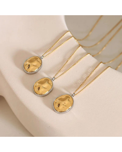 2023 New Fashion Titanium Steel Creative Pleated Round Shaped Pendant Necklace