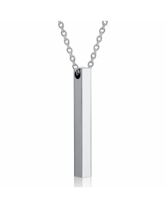 Simple Long Column Rectangular Pendant Necklace Titanium Steel
