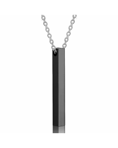 Simple Long Column Rectangular Pendant Necklace Titanium Steel