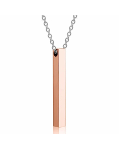 Simple Long Column Rectangular Pendant Necklace Titanium Steel