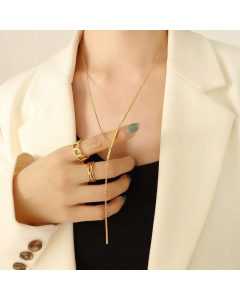 Fashion Stainless Steel Women's Geometric Y-Letter Mid-Length Clavicle Chain 