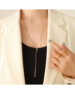 Fashion Stainless Steel Women's Geometric Y-Letter Mid-Length Clavicle Chain 