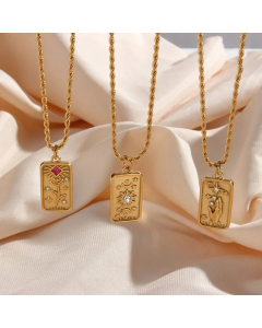 Retro Style Three-Dimensional Embossed Necklace Diamond Eight Awn Star Flower Apollo Pendant Stainless Steel