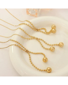 2023 New Titanium Steel Round Beads Tassel Pendant Necklace