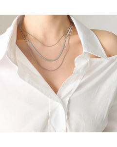 Simple Gold-Plated Three-Layer Chain Titanium Steel Necklace