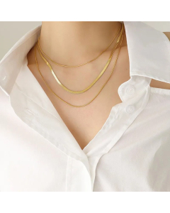 Simple Gold-Plated Three-Layer Chain Titanium Steel Necklace