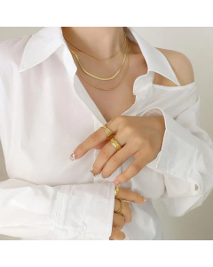 Simple Gold-Plated Three-Layer Chain Titanium Steel Necklace
