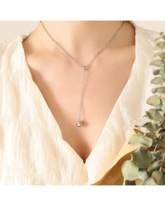 Gold Plated Geometric Polygon Ball Pendant Adjustable Tassel Titanium Steel Necklace