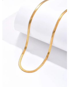 Simple Electroplated 18K Gold Flat Snake Bone Necklace Fashion Stainless Steel 