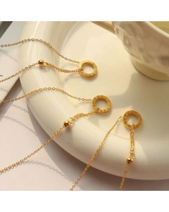 Gold-Plated Jewelry Fashion Roman Titanium Steel Necklace Geometric Digital Ring Clavicle Chain 